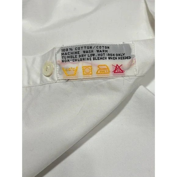 Yves Saint Laurent White Vtg French Cuff Formal Dress Shirt Mens 17 34-35 Logo